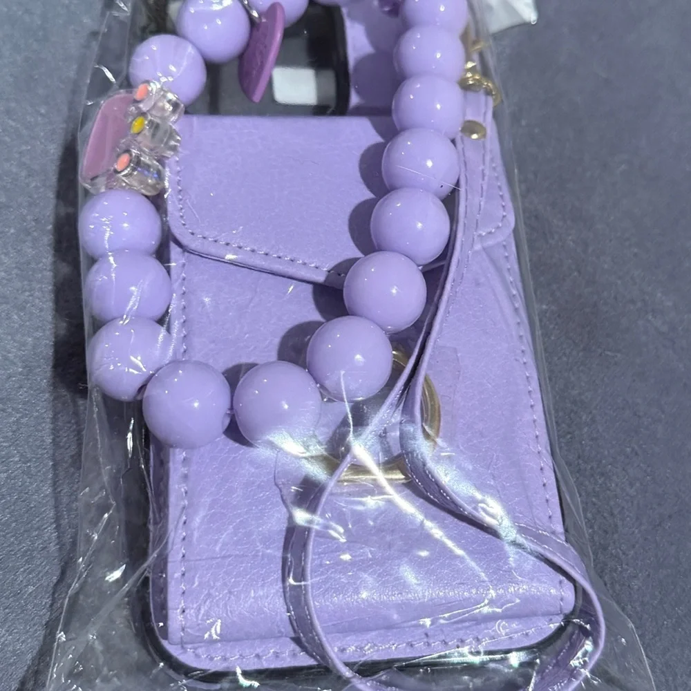 NEW Lavender Phone Case w/ Beaded Wristlet + Mini Wallet | iPhone 14 Pro Max |